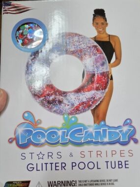 Pool Candy Stars & Stripes Glitter Swim Tube  Red, White & Blue